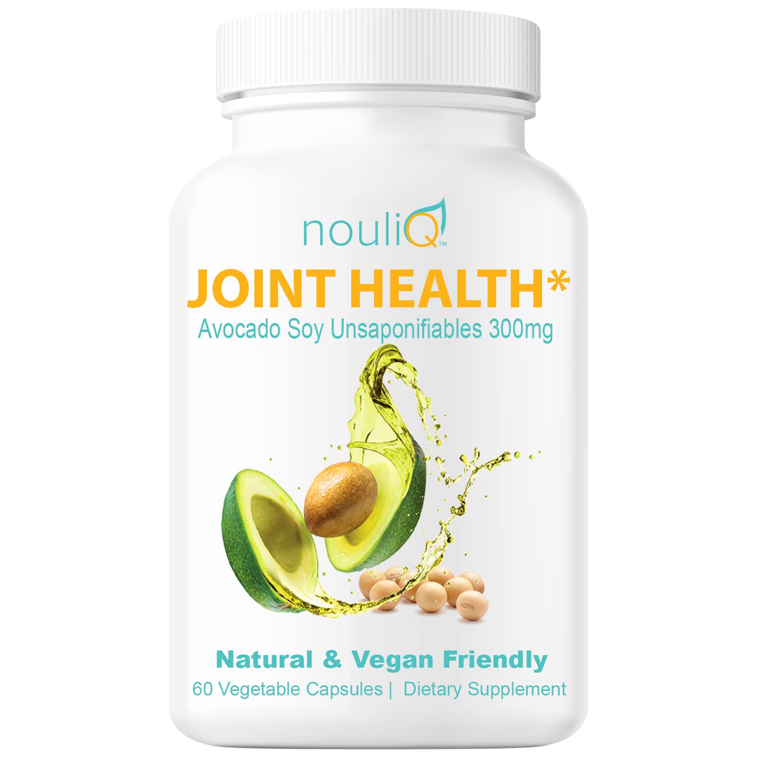 NOULIQ Natural & Vegan-Friendly Joint Health Supplement, Avocado Soy Unsaponifiables 300mg, Non-GMO, Free of Any Gluten, Artificial Colors or Flavors, Dairy and Shellfish, 60 Day Supply. NOULIQBuy Supplements Australia