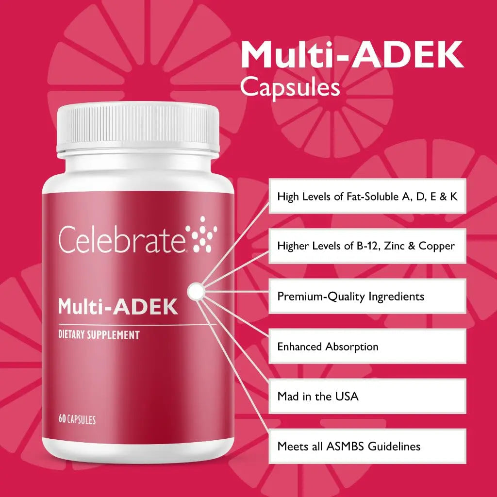 Celebrate Vitamins Multi ADEK, Iron Free – Daily Bariatric Multivitamin, High Level of Vitamins A, D, E, K & B12 Celebrate Bariatric SupplementsBuy Supplements Australia