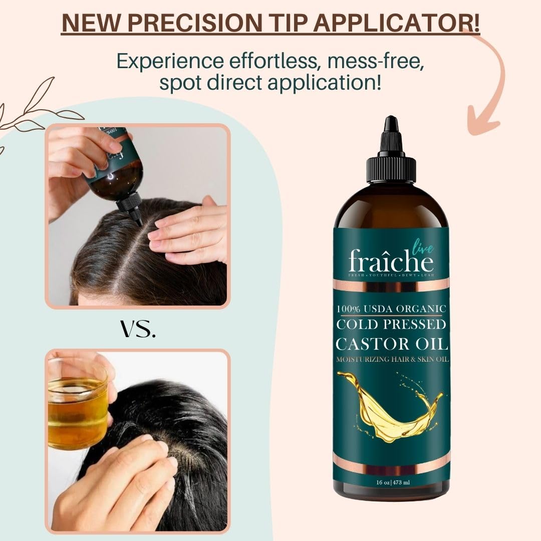Live Fraiche USDA Organic Cold Pressed Castor Oil (16oz), 100% Pure, Hexane-Free Castor Oil Live FraicheBuy Supplements Australia