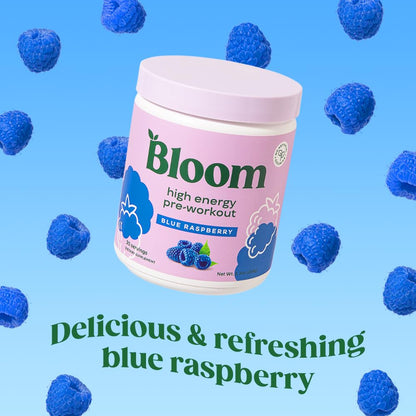 Bloom Nutrition High Energy Pre Workout Powder (Blue Raspberry) - Amino Energy Bloom NutritionBuy Supplements Australia