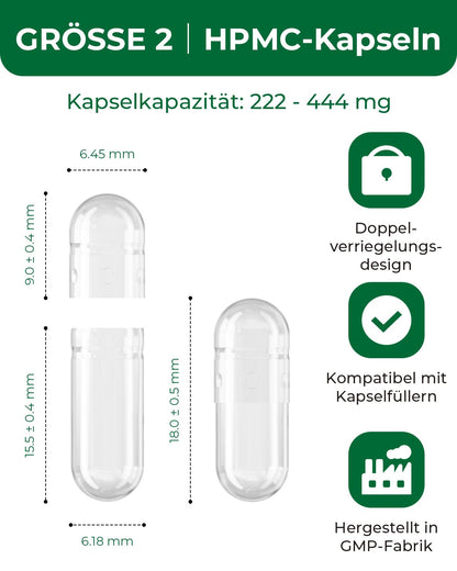 HPMC Empty Capsules Size 2-200 Clear Count Pill Capsules Empty - Plant-Based Cellulose | Vegetarian, Halal, Non-GMO | for DIY Supplement & Herbal Filling MéipaLienBuy Supplements Australia