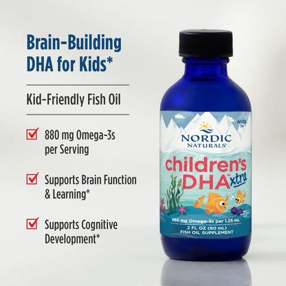Nordic Naturals Children’s DHA Xtra, Berry Punch - 2 oz for Kids - 880 mg Total Omega-3s with EPA & DHA - Cognitive & Immune Function, Learning, Social Development - Non-GMO - 48 Servings Nordic NaturalsBuy Supplements Australia