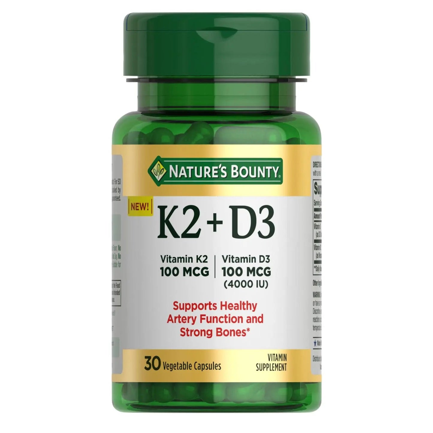 Nature’s Bounty Vitamin D3 K2 Supplement, 4000 IU Vitamin D3 plus 100 mcg of Vitamin K Supplements Nature's Bounty