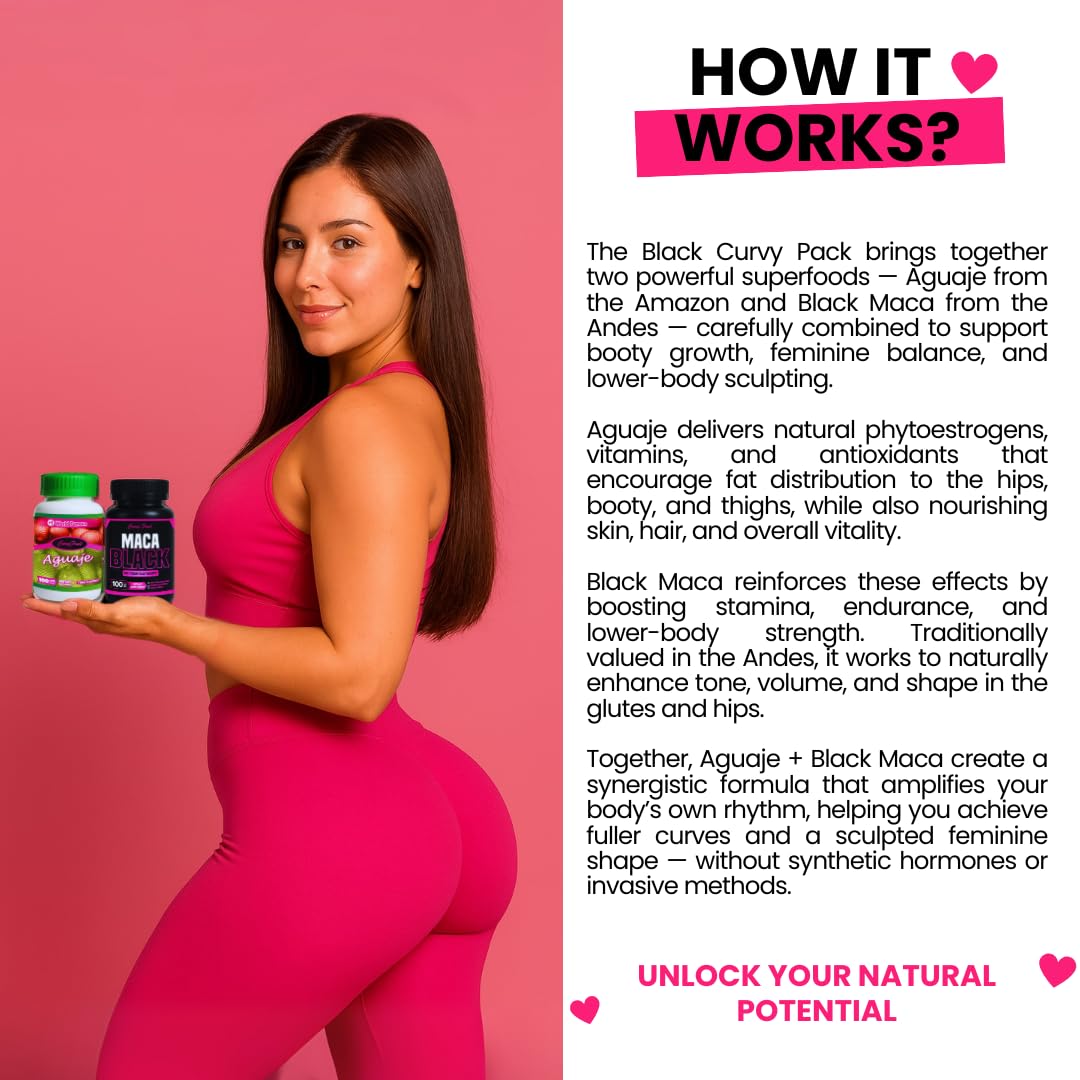 Maximum Booty Growth – Aguaje + Black Maca Pills for Women – Glute Volume Enhancer - Black Curvy Pack Curvy FruitBuy Supplements Australia