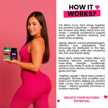Maximum Booty Growth – Aguaje + Black Maca Pills for Women – Glute Volume Enhancer - Black Curvy Pack Curvy FruitBuy Supplements Australia
