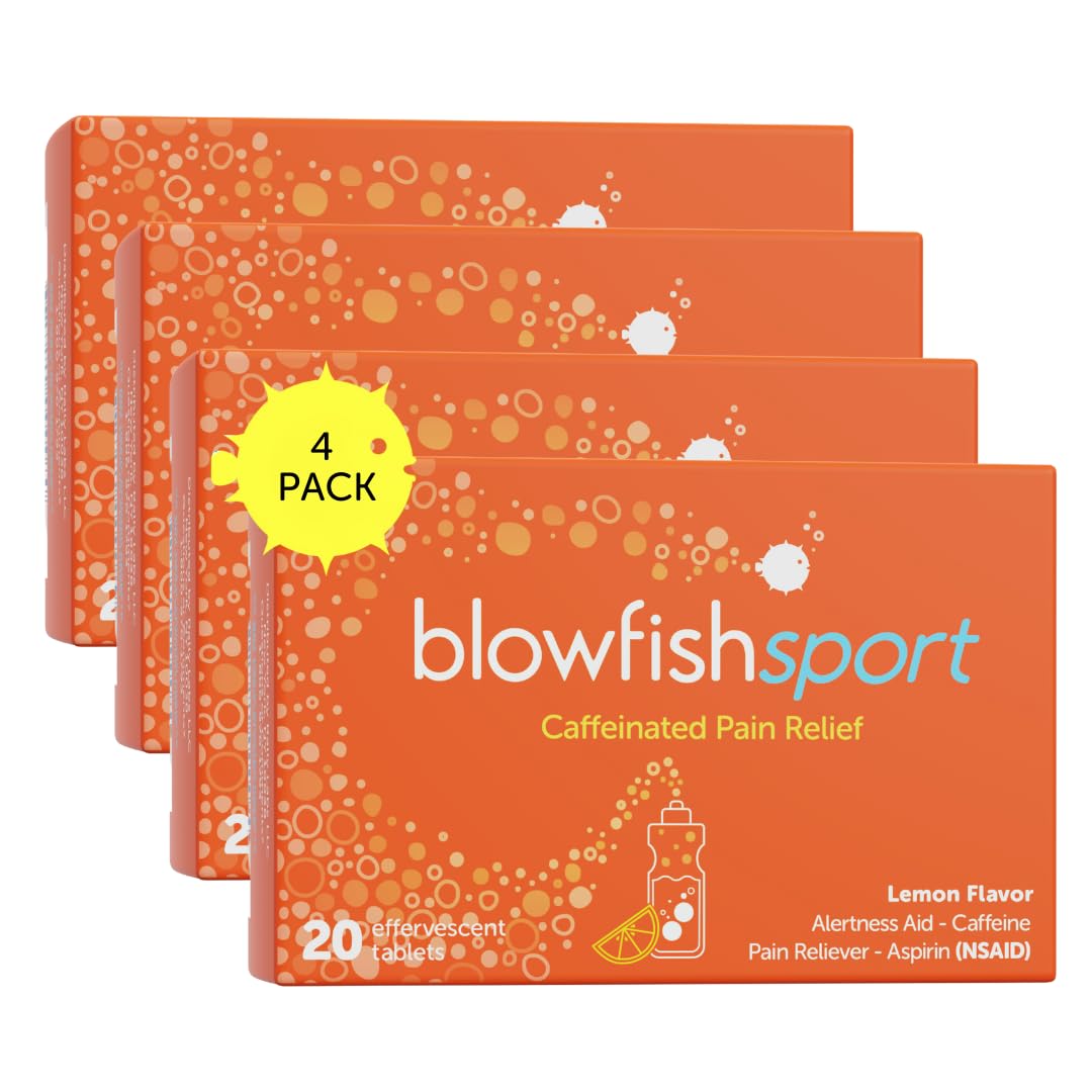 Blowfish Sport | 4 Pack | Pain Relief for Athletes | Eases Sore Muscles | Boosts Energy | Effervescent Formula Works Fast | Perfect for Morning Workouts BlowfishBuy Supplements Australia