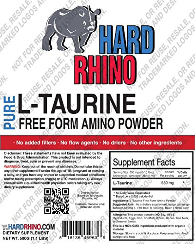 HR Supplements Taurine Powder, 1 Kilogram (2.2 Lbs) | Muscle Recovery | Cardio & Energy Hard RhinoBuy Supplements Australia
