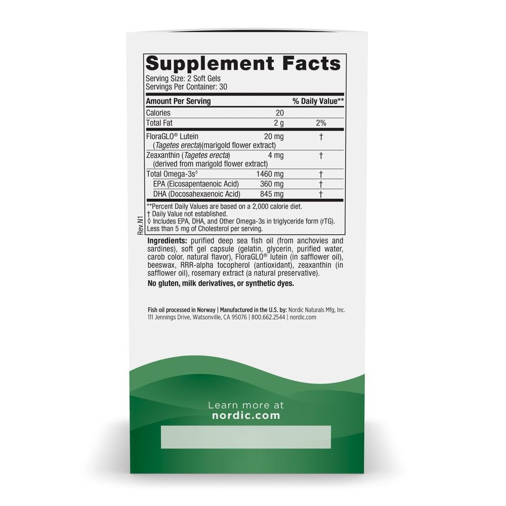 Nordic Naturals Vision Support, Lemon - 60 Soft Gels - with Zeaxanthin and FloraGLO Lutein, for Healthy Eyes and Vision - 30 Servings Nordic NaturalsBuy Supplements Australia