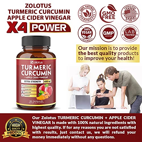 7 in 1 Turmeric Curcumin + Apple Cider Vinegar Capsules, Equivalent to 4080mg ZolotusBuy Supplements Australia