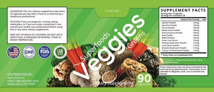 Alpha Pure Superfoods Reds Fruits and Greens 180 Capsules Vegetables Fruits and Veggies Superfood | Natural Balance of 90 Fruit Capsules, 90 Veggie Capsules for Men, Women Vitamins and Minerals Alpha PureBuy Supplements Australia