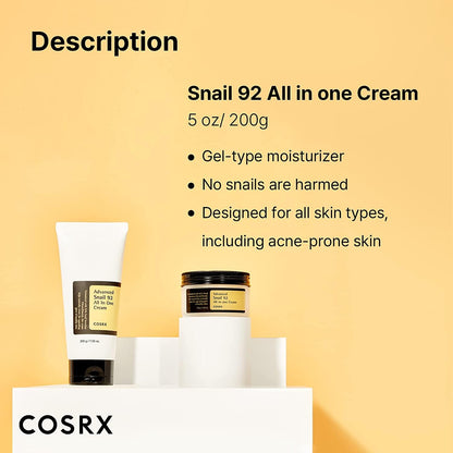 COSRX Snail Mucin 92% Moisturizer, Daily Repair Face Gel Cream for Dry, Sensitive Skin COSRXBuy Supplements Australia