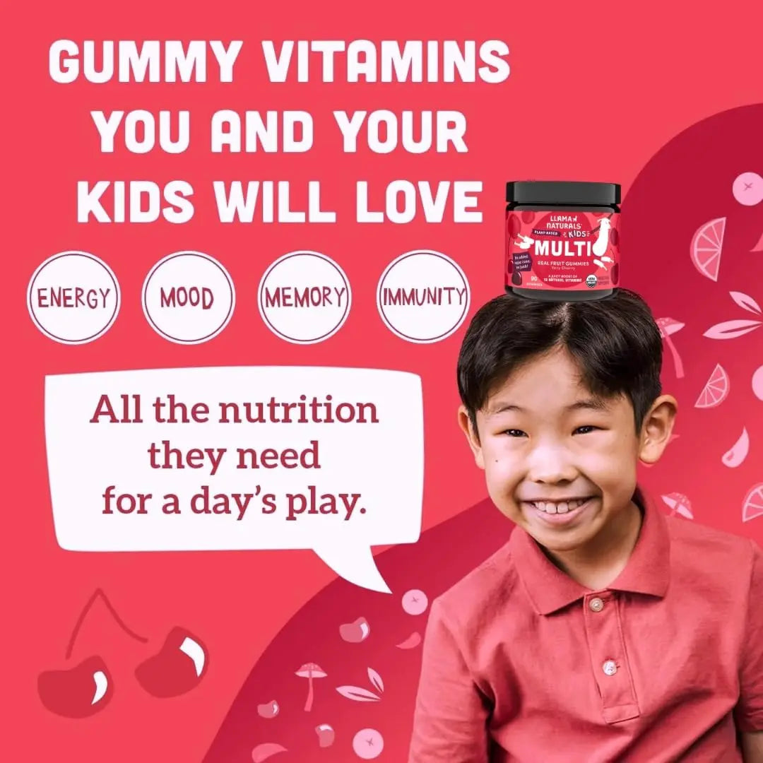 Llama Naturals Kids Multivitamin Gummies | Real Fruit, No Added Sugar Cane | Organic Vegan Toddler Whole Food Vitamins | Llama NaturalsBuy Supplements Australia