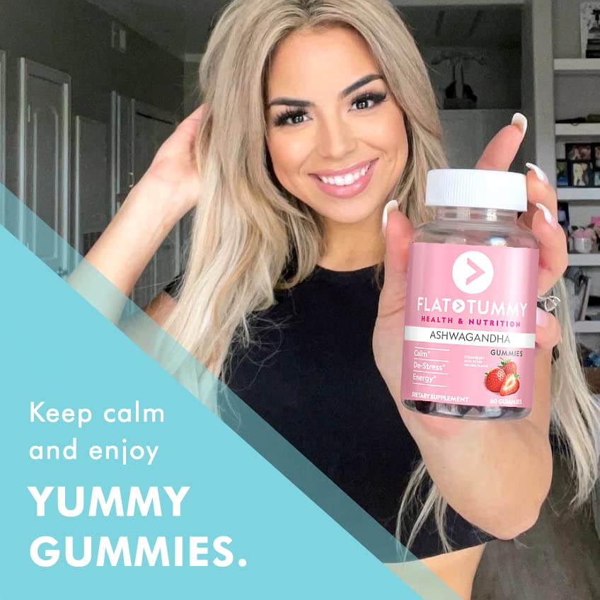 Flat Tummy Tea Ashwagandha Gummies (60 Count) feat. Lemon Balm - Destress,Calm Flat Tummy TeaBuy Supplements Australia