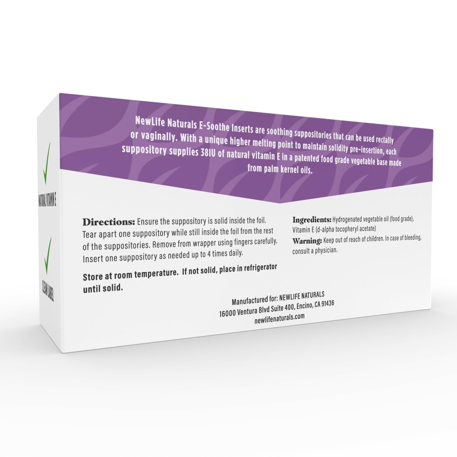 NewLife Naturals Vitamin E Suppositories 38IU - Vaginal Dryness Irritation Menopause Atrophy Relief NewLife NaturalsBuy Supplements Australia