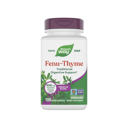 Nature's Way Fenu-Thyme - Traditional Digestive Support Blend* - 900 mg of Thyme & Fenugreek per 2-Capsule Serving - Non-GMO Project Verified & Dairy Free - 100 Vegan Capsules Nature's WayBuy Supplements Australia