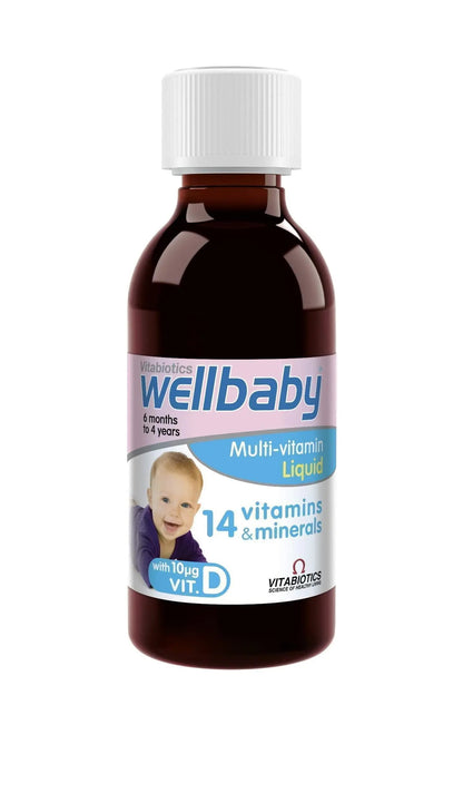 Vitabiotics Wellbaby Multi-Vitamin Liquid - Immune System Multivitamin for Infants and Babies Ages 6 Months to 4 Years - 150mL WELLBABY
