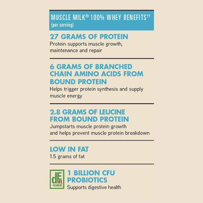 Muscle Milk 100% Whey With Probiotics Protein Powder, Chocolate, 1.85 Pound, 23 Serving Muscle MilkBuy Supplements Australia