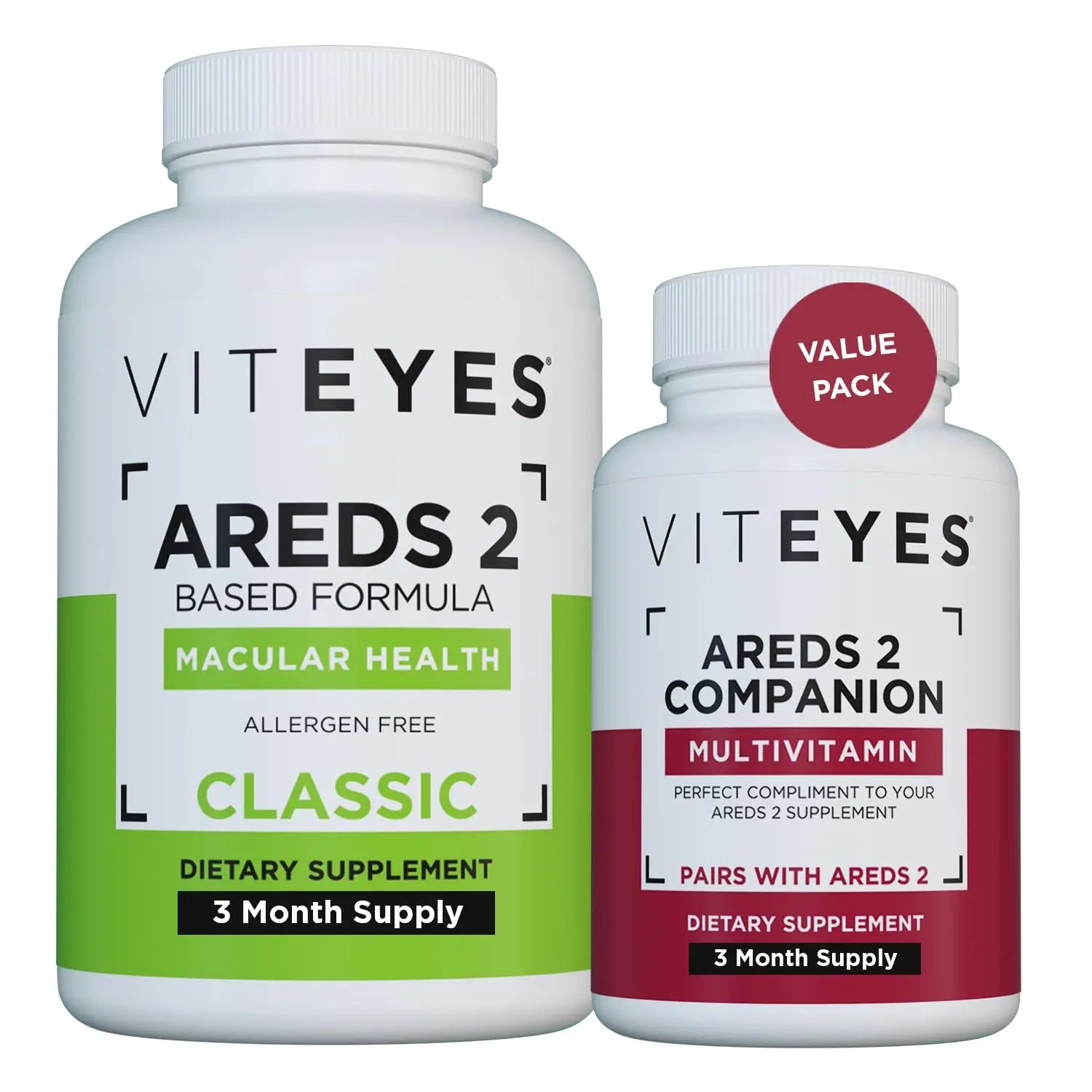 Viteyes AREDS 2 Capsules and Viteyes Multivitamin AREDS 2 Companion, Single Daily Dose Eye Vitamins, 3 Month Supply ViteyesBuy Supplements Australia