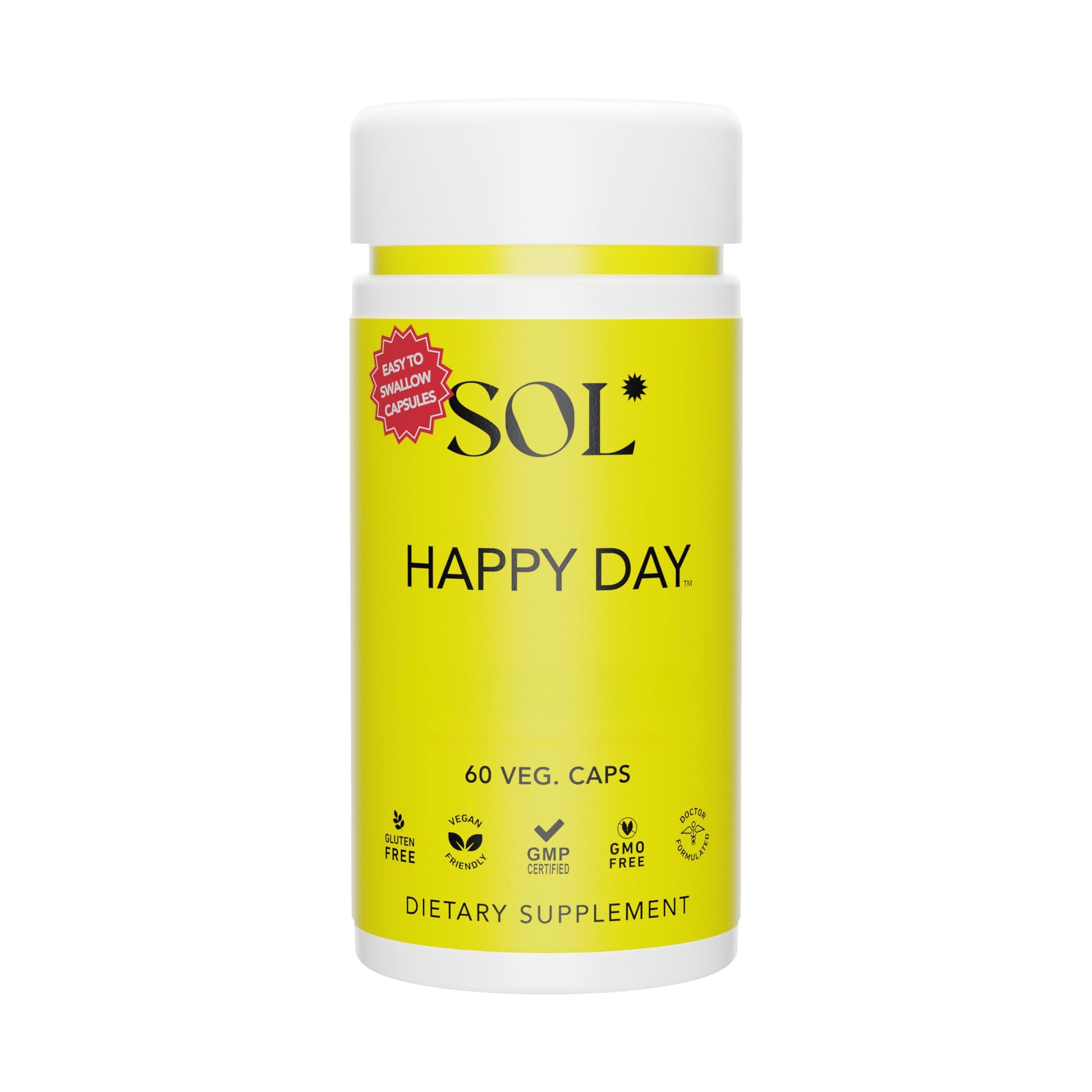 Sol Nutrition Happy Day Supplement: Combining The Natural Herbal Properties of Collective Happiness Bark, Astragalus, and Gingko Biloba to Support a Healthy Lifestyle - 60 Easy to Swallow Capsules Sol NutritionBuy Supplements Australia