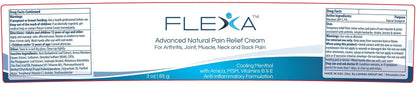 FLEXA Natural Relief Cream - Use on Muscles, Back, Neck, and Joints - with Arnica, Menthol, MSM, Ilex Leaf, and Tea Tree Oil - 3 Oz Jar FLEXABuy Supplements Australia