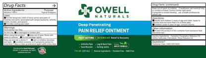 OWELL NATURALS Pain Relief Ointment Deep Penetrating Fast Acting Formula for Arthritis, Joint & Muscle Discomfort, Stiffness, Long-Lasting Soothing Balm, 3.5 oz Owell NaturalsBuy Supplements Australia