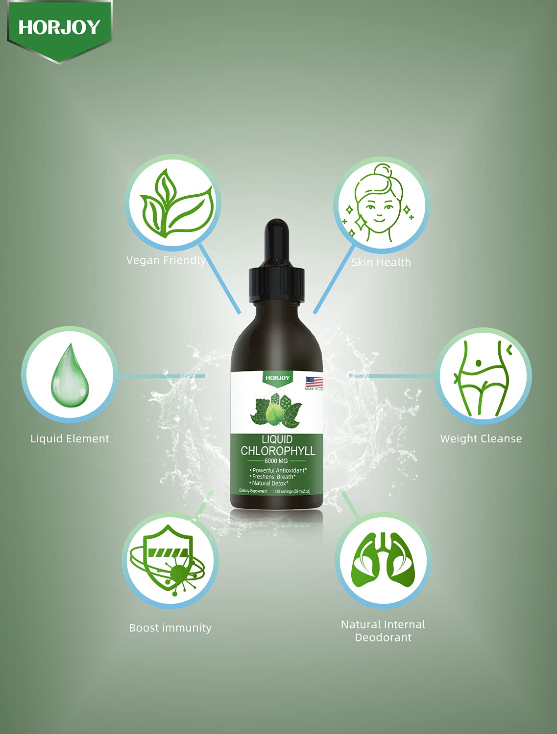 Chlorophyll Liquid Drops - 100% Natural Energy Booster and Immune Support - Internal HorjoyBuy Supplements Australia