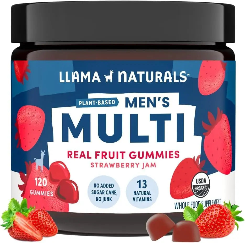 Llama Naturals Multivitamin for Men, Vegan, Organic Gummies with Vitamin D, C and K, Men's Real Fruit Gummy Vitamins Llama NaturalsBuy Supplements Australia
