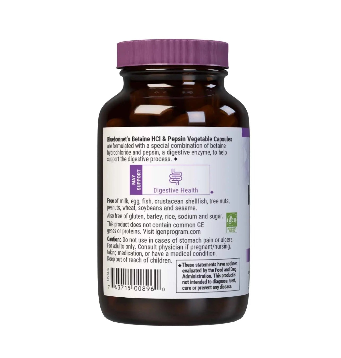 BlueBonnet Betaine HCI Plus Pepsin Vegetarian Capsules, 90 Count BlueBonnetBuy Supplements Australia