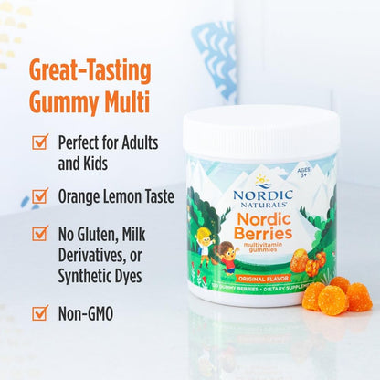 Nordic Naturals Nordic Berries, Citrus - 120 Gummy Berries - Great-Tasting Multivitamin for Ages 2+ - Growth, Development, Optimal Wellness - Non-GMO, Vegetarian - 30 Servings Nordic NaturalsBuy Supplements Australia