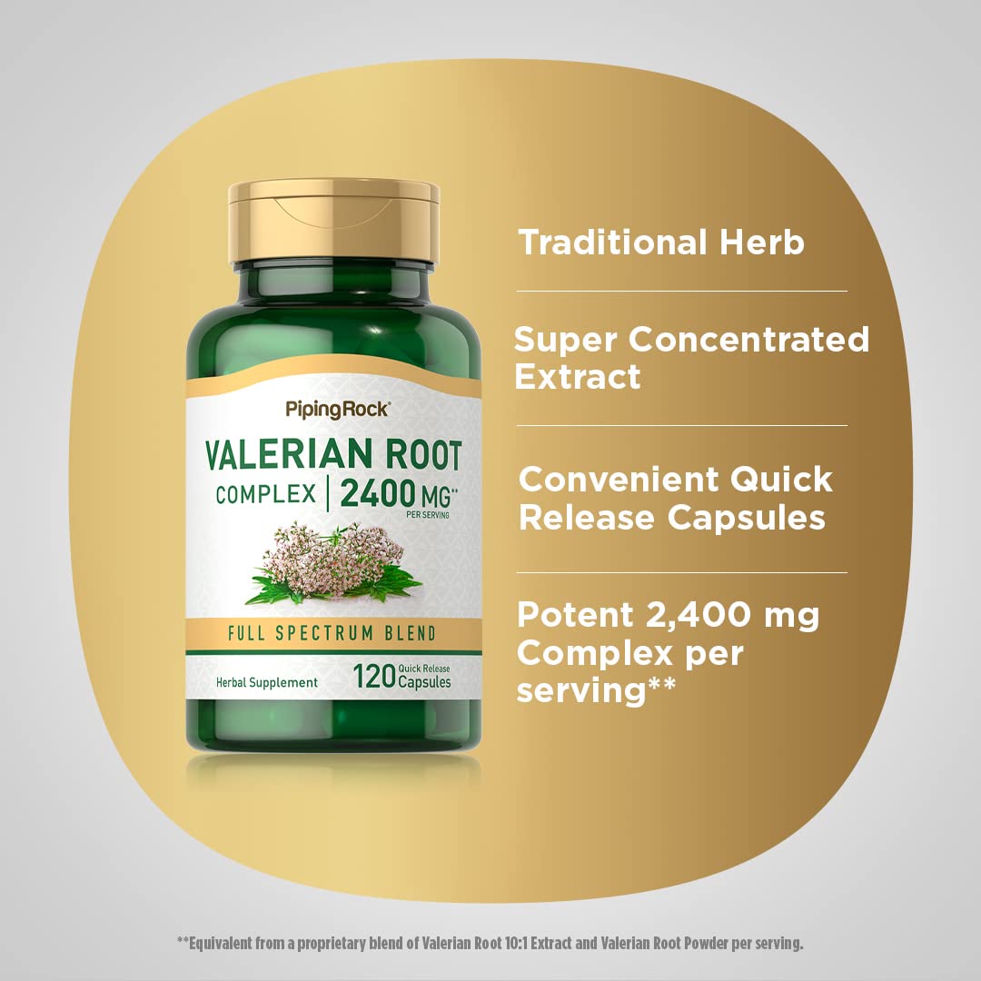 Piping Rock Valerian Root Capsules | 120 Count | Extract Supplement | Herbal Blend | Non-GMO, Gluten Free Piping RockBuy Supplements Australia