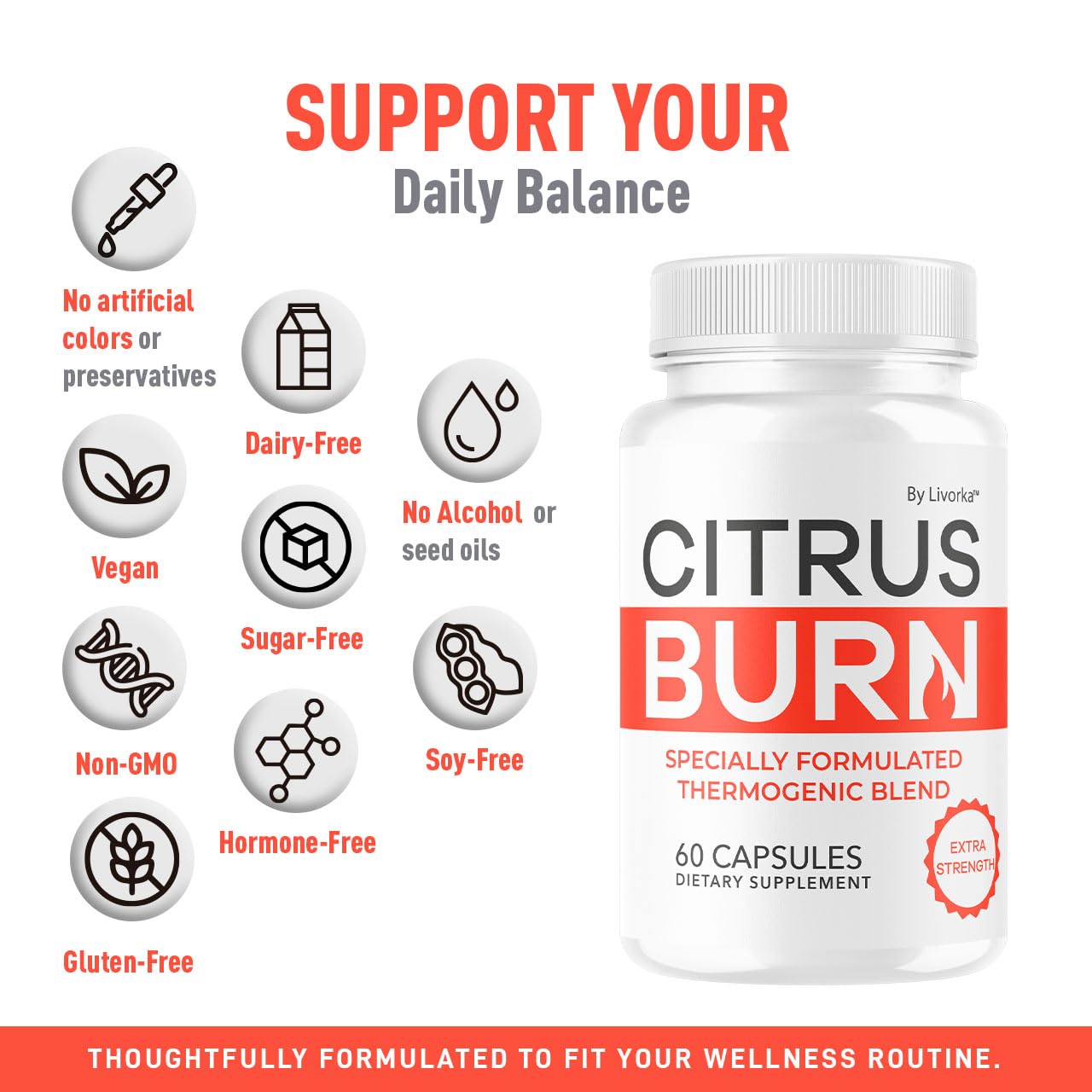 Citrus Burn Capsules - Official CitrusBurn Pills Supplement Support All Natural Ingredients Advanced Formula Premium Multivitamin for Overall Health & Wellness, 60 Capsules for 1 Month LIVORKABuy Supplements Australia