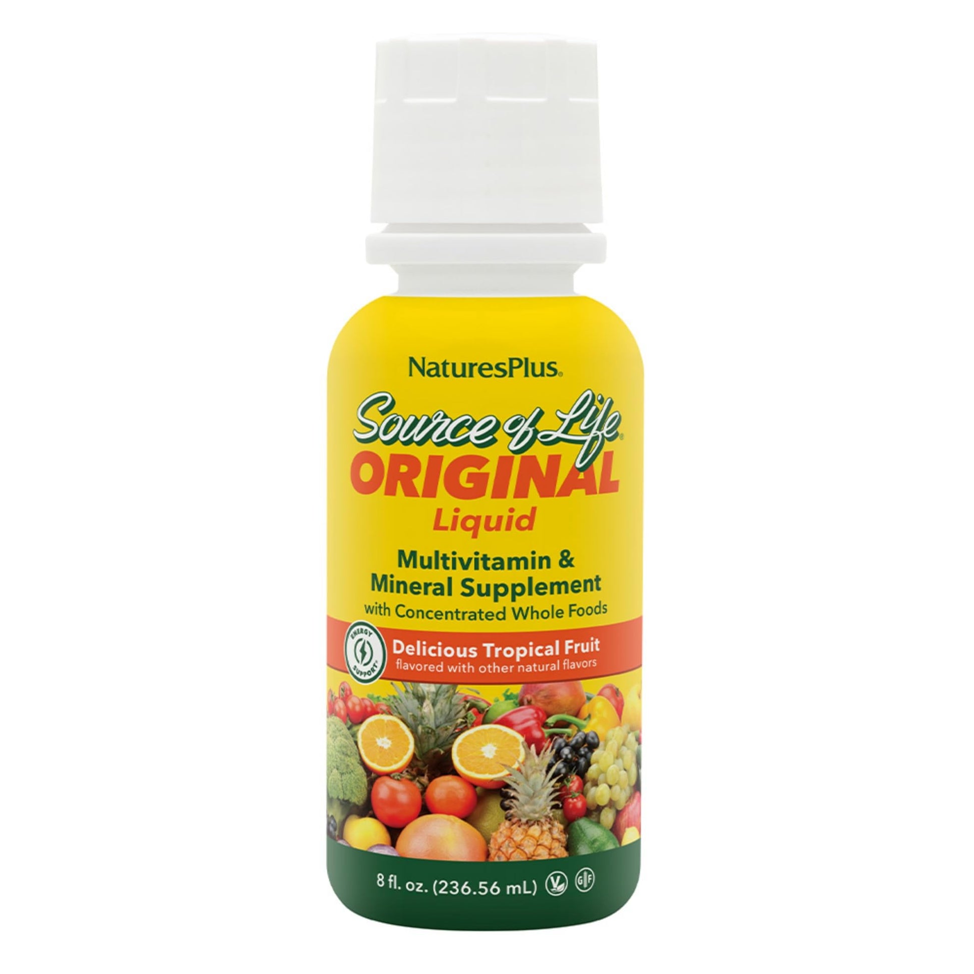 NaturesPlus Source of Life Liquid, Tropical Fruit - 8 fl oz - Multivitamin & Mineral Supplement - Gluten Free, Vegetarian - 8 Servings NaturesPlusBuy Supplements Australia