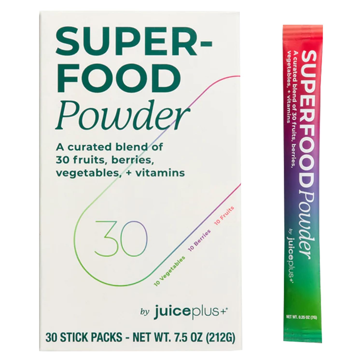 Juice Plus+ - Superfood Powder - Drink with 30 Fruits Berries Veggies Plant Vitamins for Refreshing Immune Wellness Boost - 30 Stick Packs Juice Plus+Buy Supplements Australia