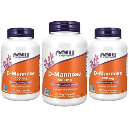 NOW Foods Supplements, D-Mannose 500 mg, Non-GMO Project Verified, Healthy Urinary Tract*, 120 Veg Capsules (Pack of 3) NOW FoodsBuy Supplements Australia