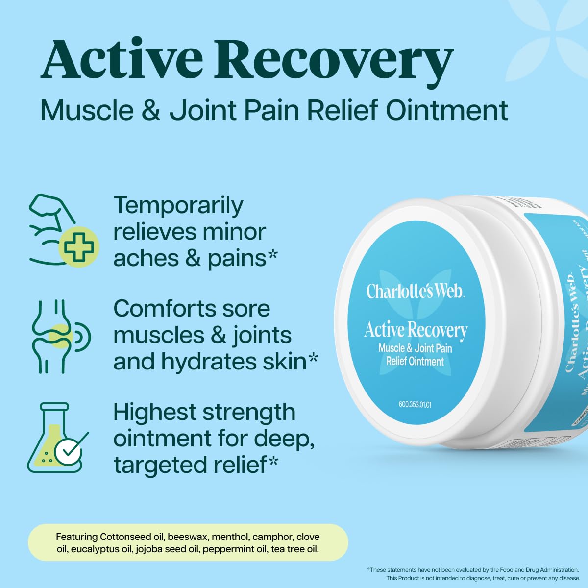 Charlotte's Web Active Recovery Muscle & Joint Relief Ointment 1.55oz Charlotte's WebBuy Supplements Australia
