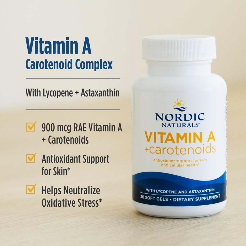 Nordic Naturals Vitamin A + Carotenoids, Unflavored - 30 Soft Gels - Lycopene & Astaxanthin - Supports Skin, Cellular Health - Non-GMO - 30 Servings Nordic NaturalsBuy Supplements Australia