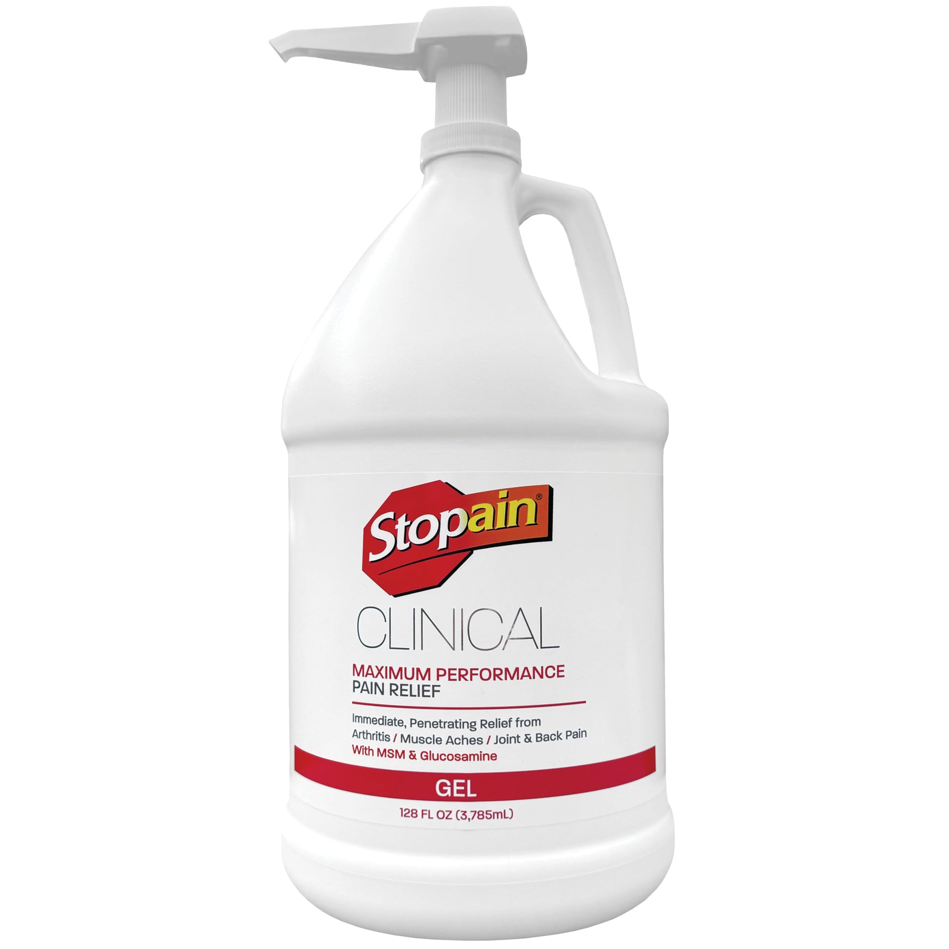 Stopain Clinical Pain Relief Gel 1 Gallon - Professional Formula for Arthritis, Knee, Back & Muscle Pain - Maximum Strength Gel for Joint & Nerve Pains with 10% Menthol Plus Glucosamine - Made in USA StopainBuy Supplements Australia