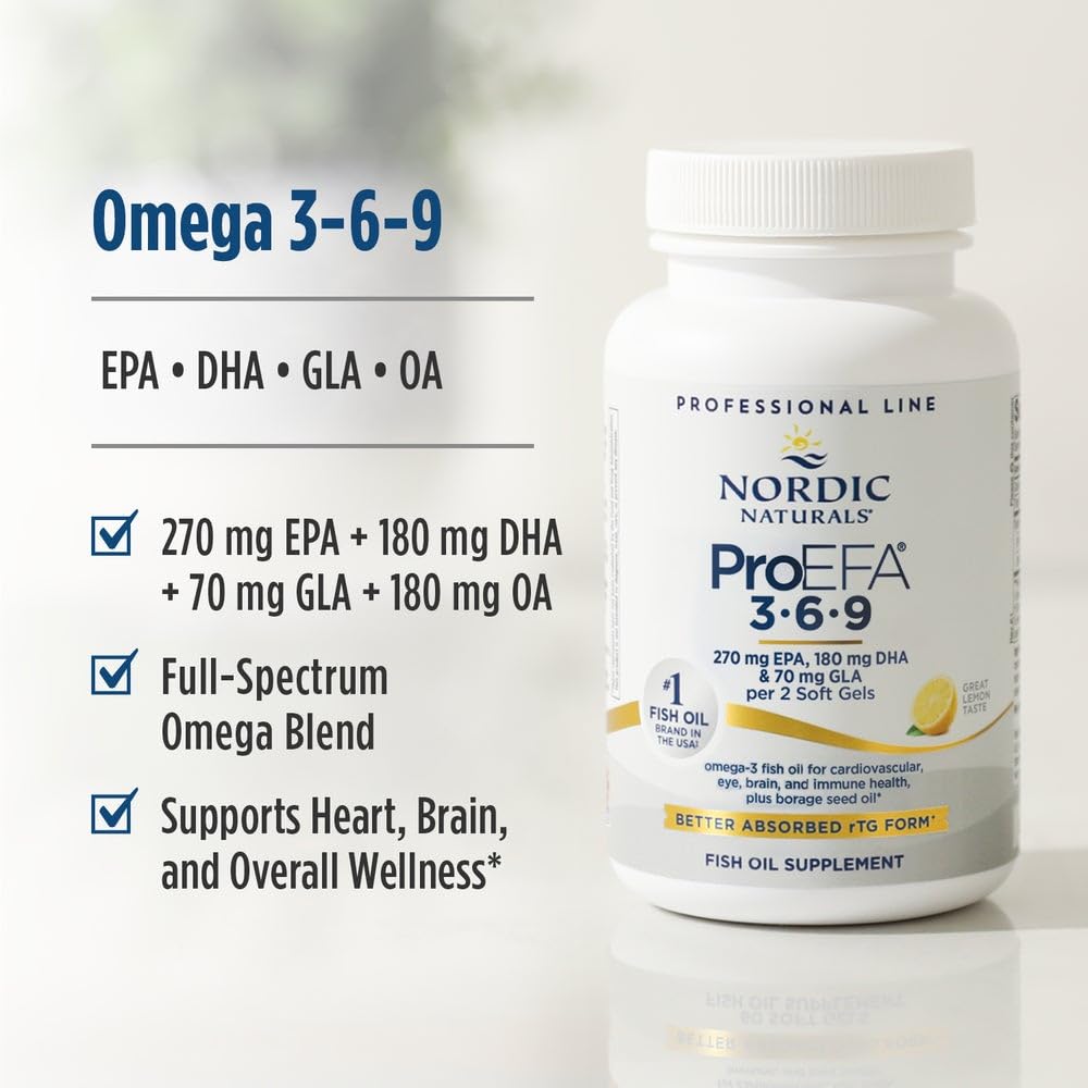 Nordic Naturals ProEFA 3-6-9, Lemon Flavor - 90 Soft Gels - 565 mg Omega-3 - EPA & DHA with Added GLA - Healthy Skin, Cognition, & Positive Mood - Non-GMO - 45 Servings Nordic NaturalsBuy Supplements Australia