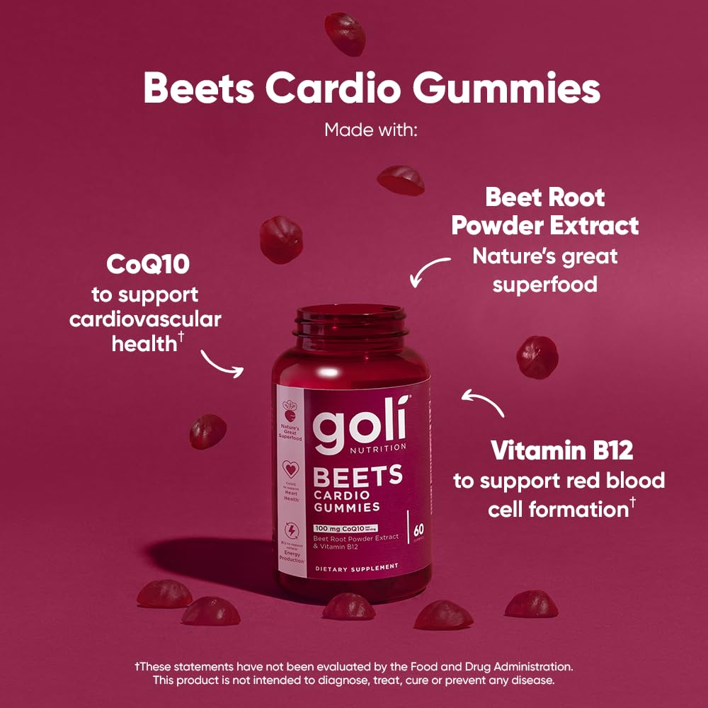 Goli Nutritional Supplement, Beets Cardio Gummy - 60 Count - CoQ10 & Beet Root Extract GoliBuy Supplements Australia