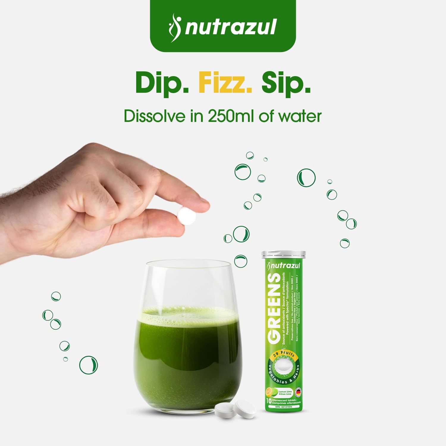 nutrazul Greens Effervescent Tablets - Daily Super Greens Supplement with 29 Superfoods - Antioxidant & Immune Support - Lemon Lime Flavor - Non-GMO - 30 Tablets nutrazulBuy Supplements Australia