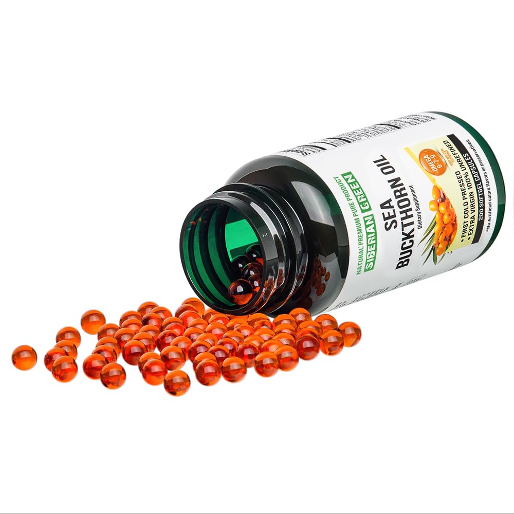 Siberian Sea Buckthorn Oil Capsules 200 Softgels | from Wild-harvested Siberian Sea Siberian GreenBuy Supplements Australia
