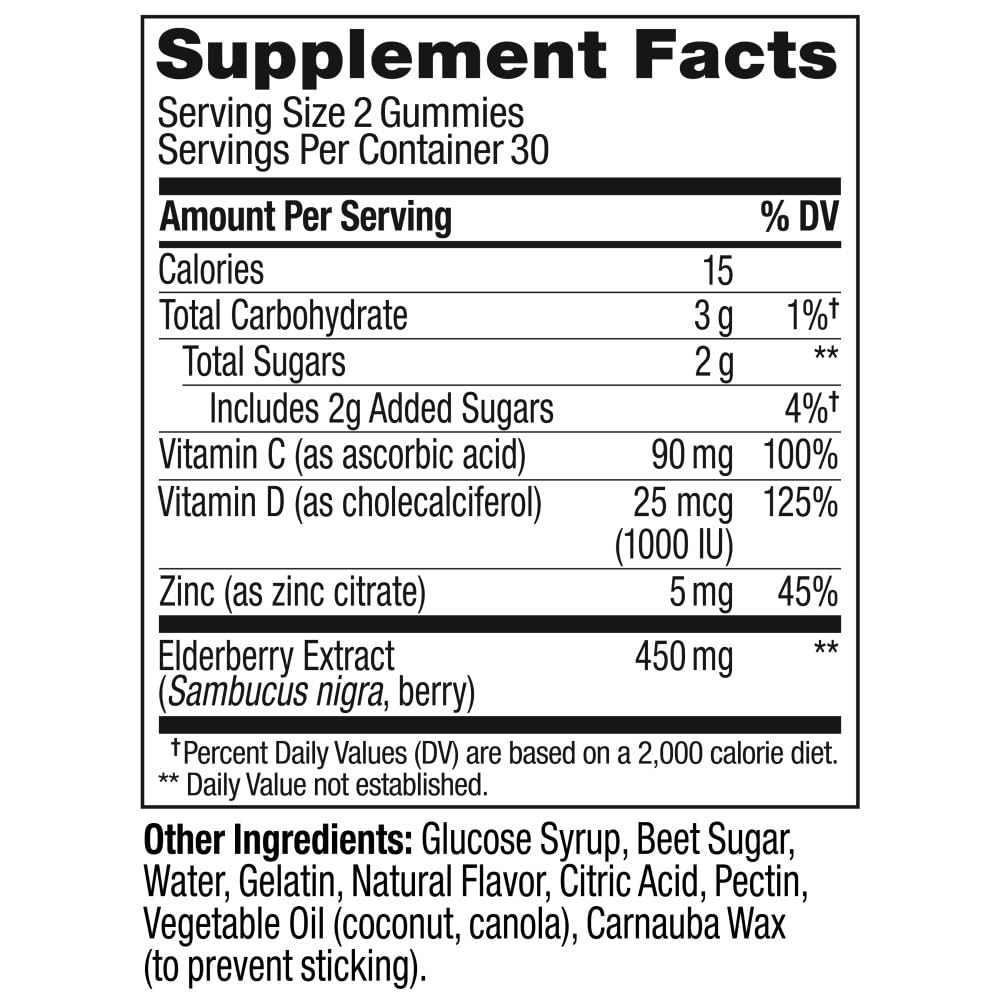 OLLY Extra Strength Elderberry Gummies, Immune Support, 450mg Elderberry, Vitamin C OLLYBuy Supplements Australia