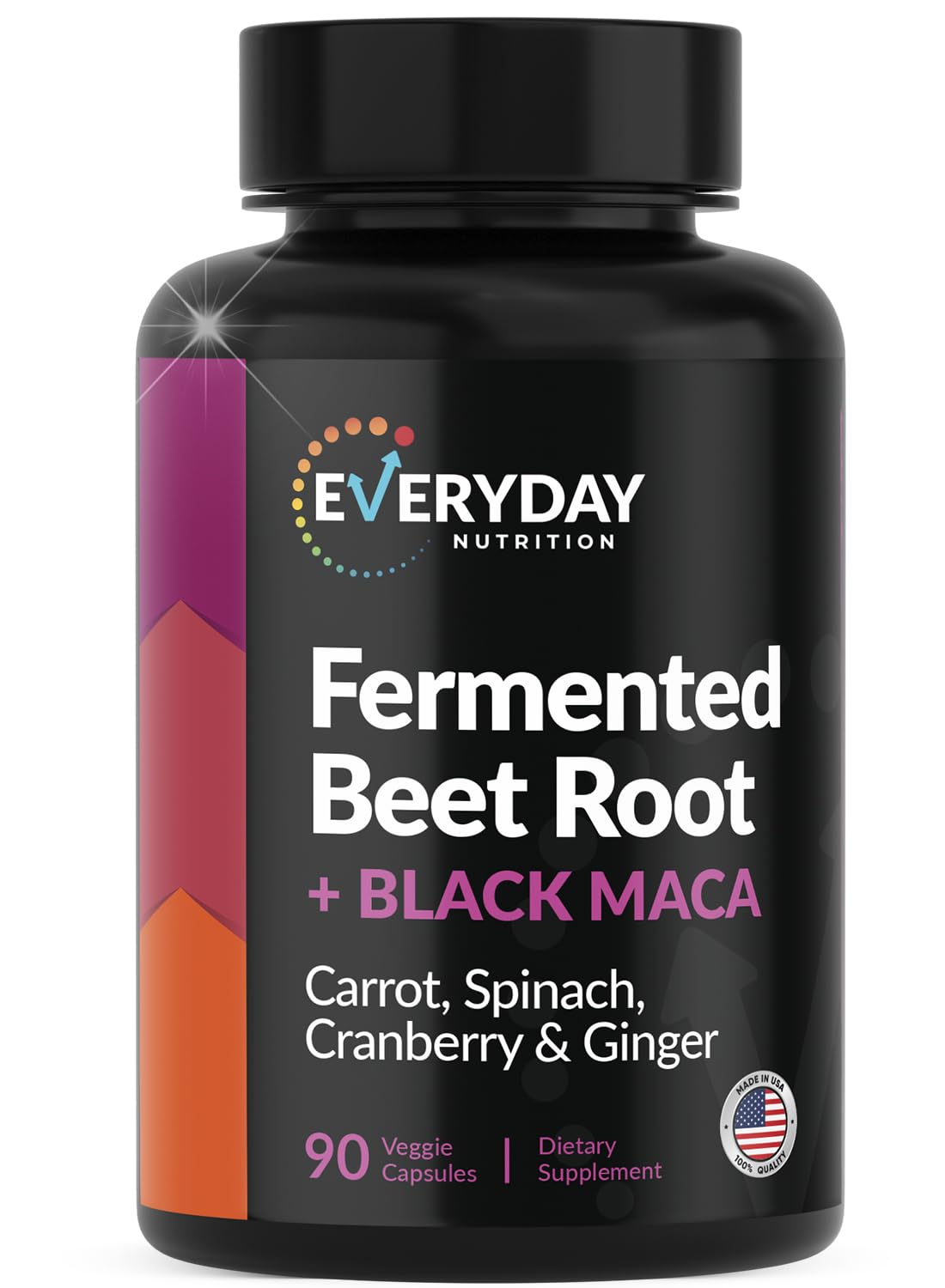 EVERYDAY NUTRITION Organic Fermented Beet Root & Black Maca Capsules with Carrot, Spinach, Cranberry & Ginger | Superfood for Energy, Stamina & Wellness | 90 Veggie Capsules | Made in USA EVERYDAY NUTRITIONBuy Supplements Australia