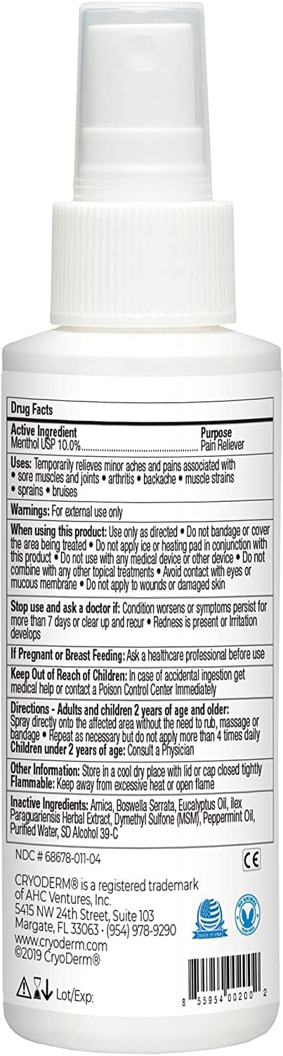 CryoDerm 4 oz Spray Cold Therapy (2 Pack) CryoDermBuy Supplements Australia