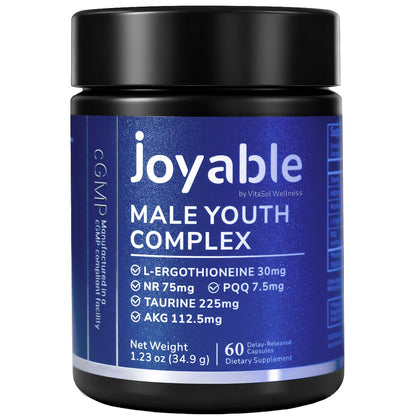 joyable by VitaSol Wellness - Male Youth Complex – Cellular Energy & Healthy Aging Support Supplement with NR, PQQ & Ergothioneine | 60 Capsules joyable by VitaSol WellnessBuy Supplements Australia