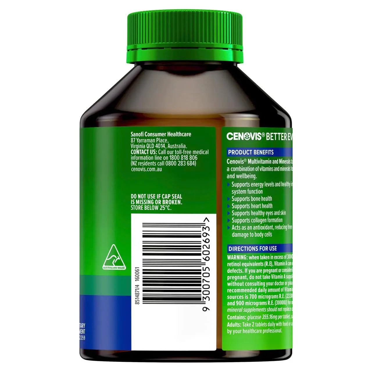 Cenovis Multivitamin and Minerals 200 Tablets CenovisBuy Supplements Australia