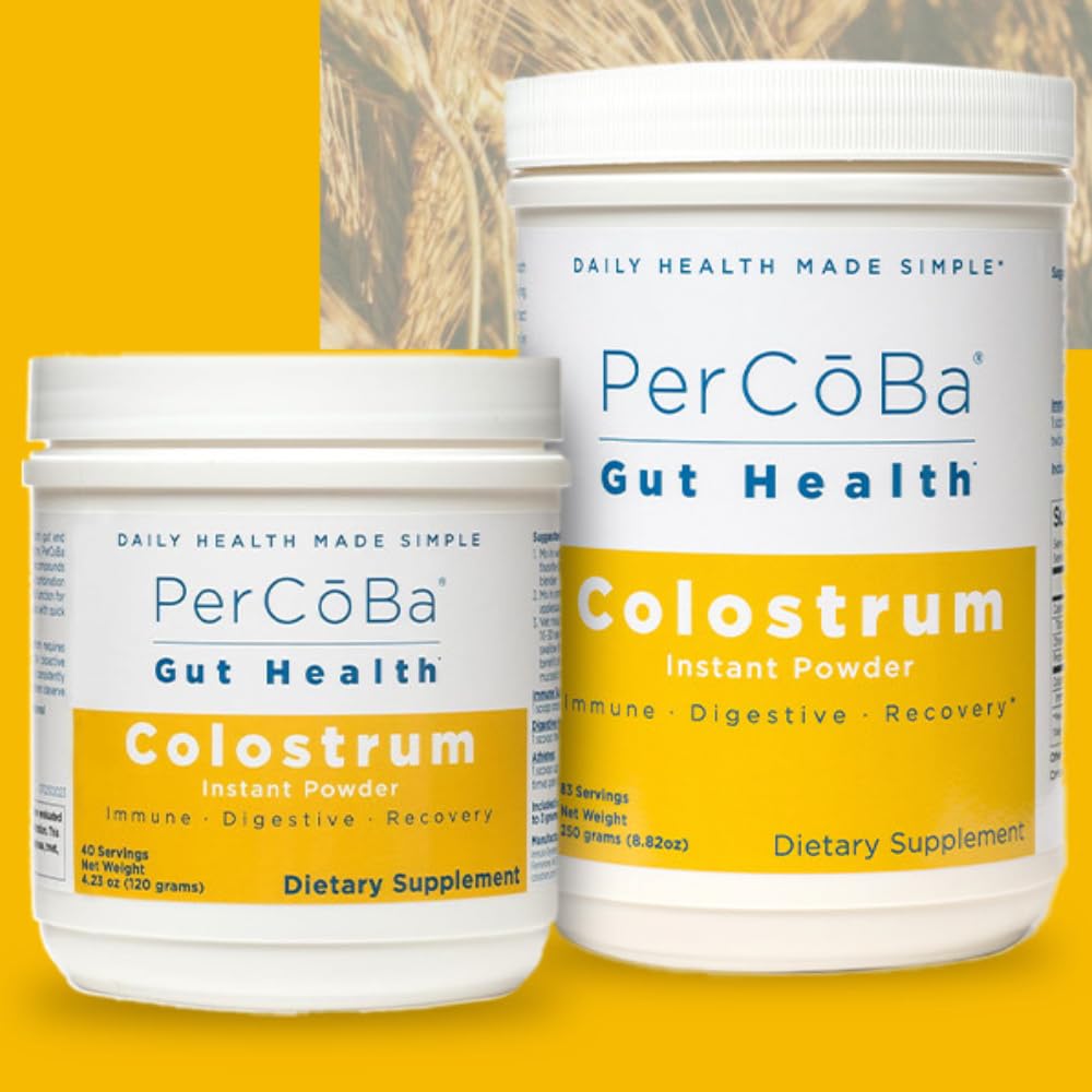 Colostrum Supplement for Gut Health, Bloating, Hair Growth, Muscle Recovery, Immune Support - Unflavored Bovine Colostrum Powder Made in USA, Non-GMO, Gluten Free, 120 Grams Per Serving - 40 Servings PERCOBABuy Supplements Australia