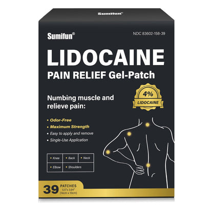 Sumifun 4% Lidocaine Patches,Maximum Strength Pain Relieving Patch Back, Shoulder, Joints, Knee Pain Relief and Muscle Soreness - 8 Hour Pain Relief (39 Count(Pack of 1)) SumifunBuy Supplements Australia