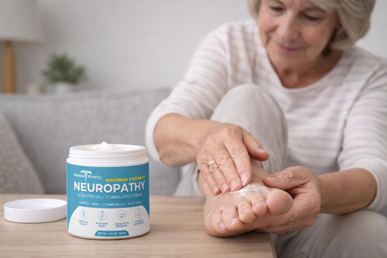 Medical Miracles Neuropathy Cream | Nerve Therapy Max-Potency Relief Cream for Feet, Hands, Legs, and Toes - Enriched with Arnica, Vitamin B6, Aloe Vera, MSM - Crafted for Exceptional Relief 4oz Medical MiraclesBuy Supplements Australia
