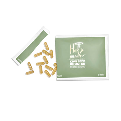 Halo Beauty Kiwi Seed Booster Skin Supplement Refill Pack | Anti-Aging Hydration & Glowing Skin Support with Kiwi Seed, Vitamin C, D3 & Zinc | Vegan Collagen Support Capsules | 1-Month Supply Halo BeautyBuy Supplements Australia